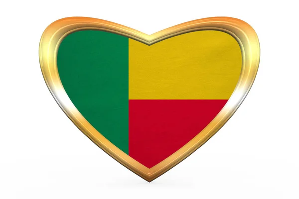 Прапор Беніну в серце фігури, Золотий рамі — стокове фото