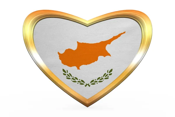 Bandiera di Cipro a forma di cuore, cornice dorata — Foto Stock