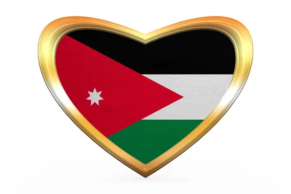 Vlag van Jordanië in hart vorm, gouden frame — Stockfoto