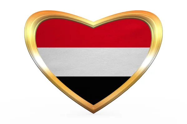 Flaga Jemenu w ramce kształt, Złote serca — Zdjęcie stockowe