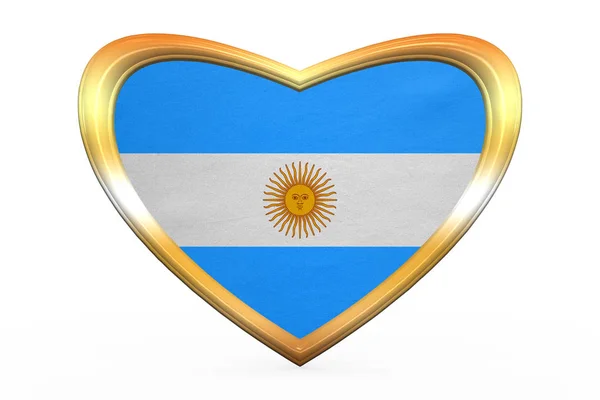 Флаг Аргентины в форме сердца, золотая рамка — стоковое фото