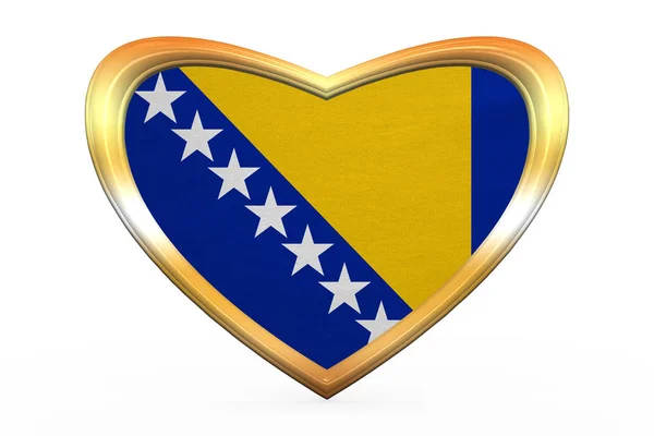 Прапор Боснії і Герцеговини, форми золоті серця — стокове фото