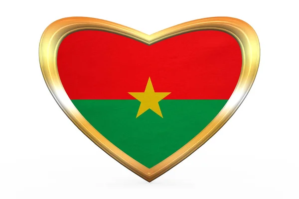Прапор Буркіна-Фасо в серце фігури, Золотий рамі — стокове фото