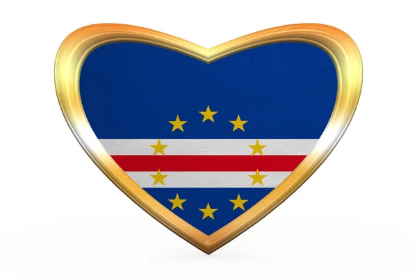 Bandiera di Capo Verde a forma di cuore, cornice dorata — Foto Stock