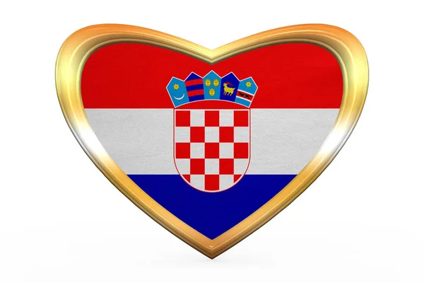 Drapeau de la Croatie en forme de coeur, cadre doré — Photo