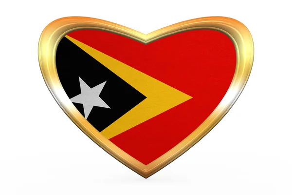 Bandera de Timor Oriental en forma de corazón, marco dorado —  Fotos de Stock