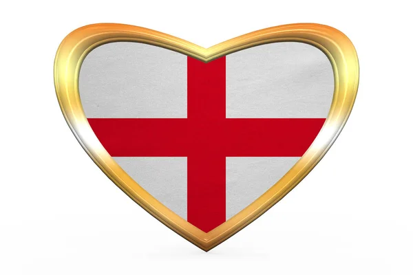 Bandera de Inglaterra en forma de corazón, marco dorado — Foto de Stock