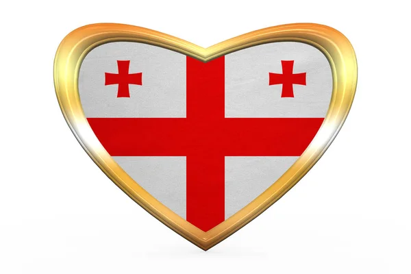 Флаг Грузии в форме сердца, золотая рамка — стоковое фото