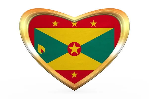 Прапор Гренади в серце фігури, Золотий рамі — стокове фото