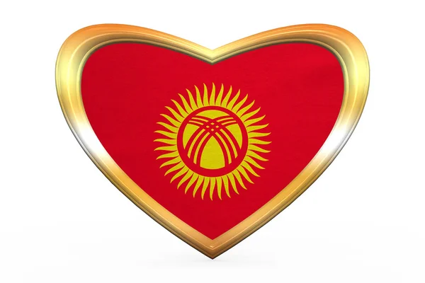 Drapeau du Kirghizistan en forme de coeur, cadre doré — Photo