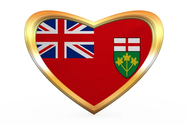 Bandeira de Ontário em forma de coração, moldura dourada — Fotografia de Stock