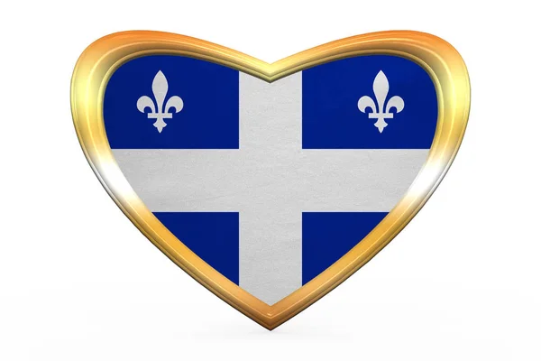 Bandera de Quebec en forma de corazón, marco dorado —  Fotos de Stock