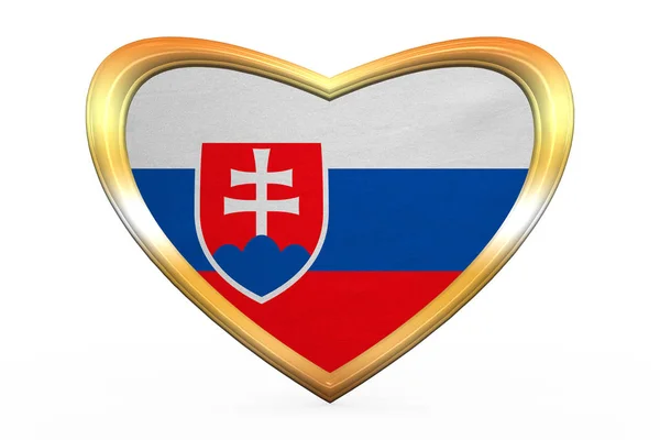 Bandeira da Eslováquia em forma de coração, moldura dourada — Fotografia de Stock