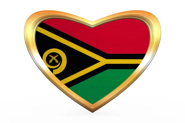 Bandera de Vanuatu en forma de corazón, marco dorado —  Fotos de Stock