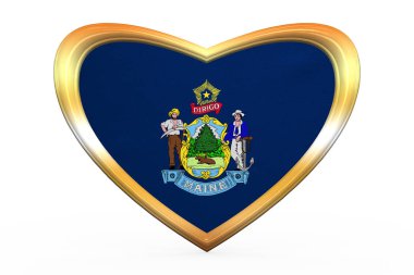 Maine bayrağı kalp şekli, altın çerçeve içinde