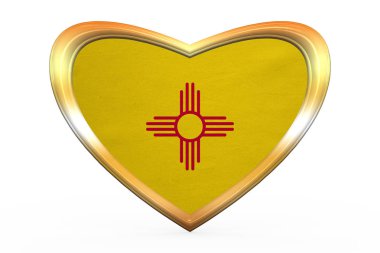 New Mexico bayrağı kalp şekli, altın çerçeve içinde