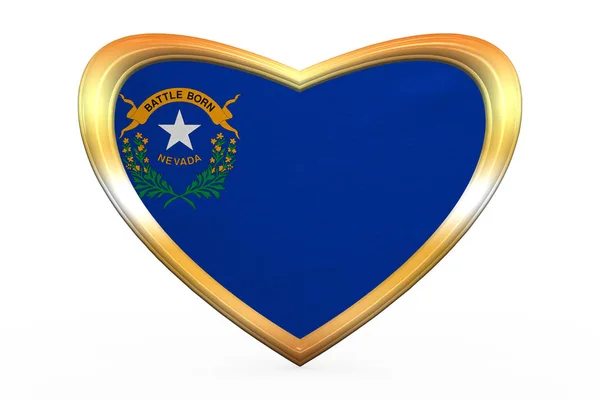 Szív alakú, arany keretben Nevada zászlaja — Stock Fotó