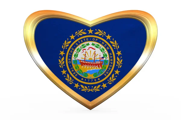 Bandera de New Hampshire en forma de corazón, marco dorado —  Fotos de Stock