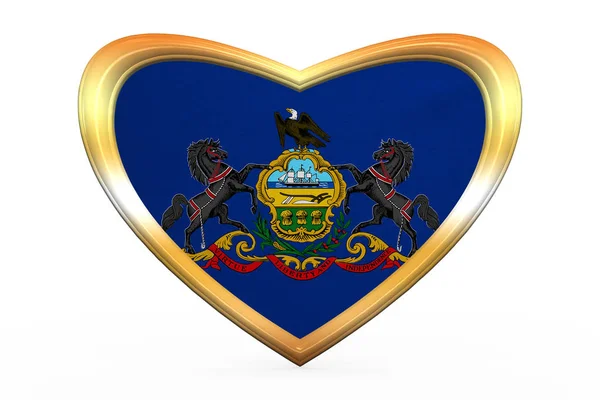 Bandera de Pennsylvania en forma de corazón, marco dorado —  Fotos de Stock