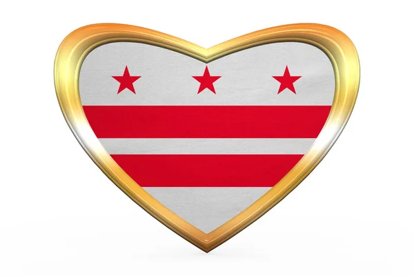 Vlag van Washington, D.C., hart vorm gouden frame — Stockfoto
