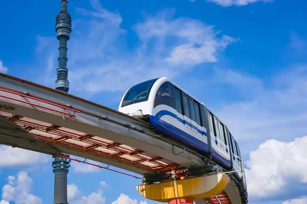 Moscow cityscape. TV tower, monorail train, Russia — Stock Photo, Image