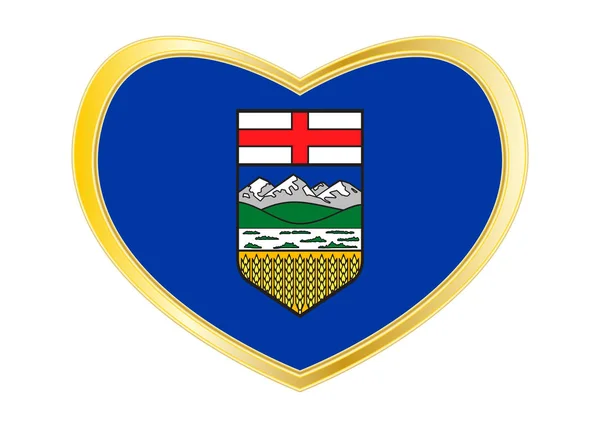 Bandiera dell'Alberta a forma di cuore, cornice dorata — Vettoriale Stock