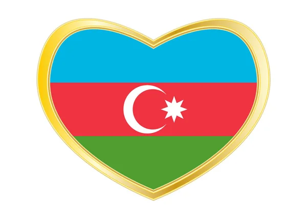 阿塞拜疆的心形状，金色框架中的旗帜 — 图库矢量图片