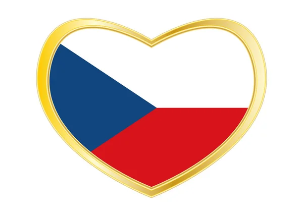 Drapeau de la République tchèque en forme de coeur doré — Image vectorielle