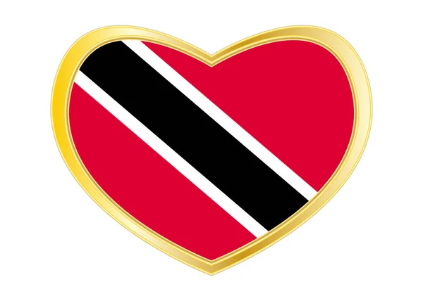 Trinidada- und Tobago-Fahne in herzförmigem Goldrahmen — Stockvektor