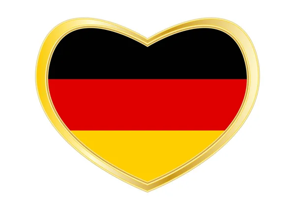 Bandera de Alemania en forma de corazón, marco dorado — Archivo Imágenes Vectoriales