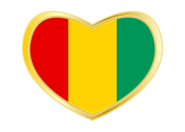 Прапор Гвінеї в серце фігури, Золотий рамі — стоковий вектор