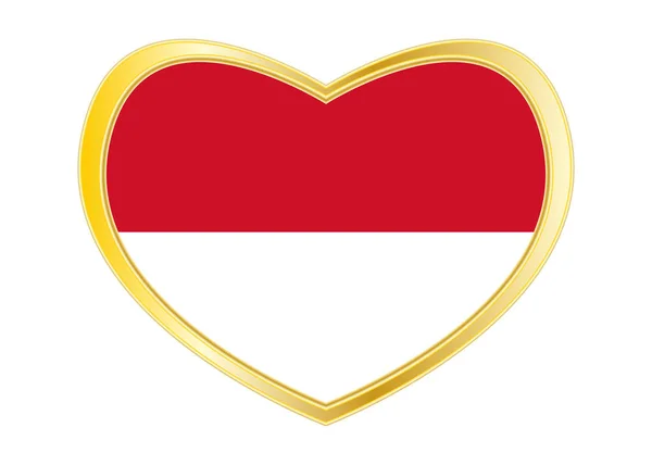 Drapeau de l'Indonésie, Monaco, Hesse en forme de coeur — Image vectorielle