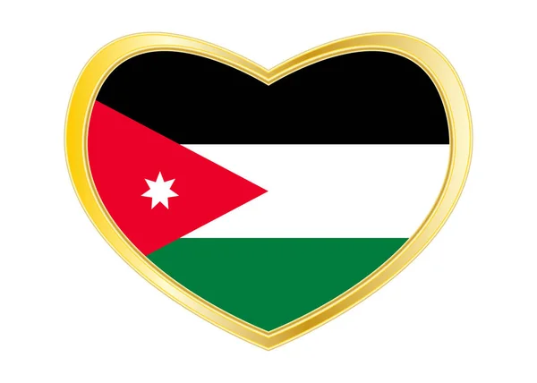 Drapeau de Jordanie en forme de coeur, cadre doré — Image vectorielle