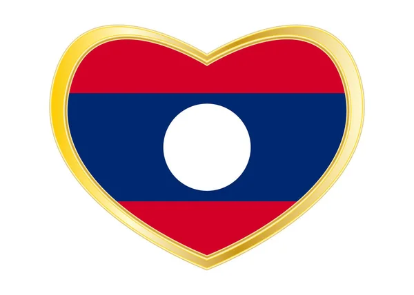 Bandeira do Laos em forma de coração, moldura dourada —  Vetores de Stock