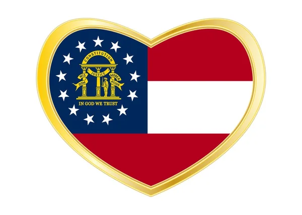 Georgien flagg i hjärtat form, gyllene ram — Stock vektor