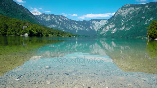 Jeziora Bohinj Parku Narodowego Triglav Słowenia Alpy Europa Góry Jezioro — Wideo stockowe