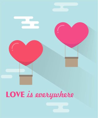 Mutlu Sevgililer günü tebrik kartı, balonlar