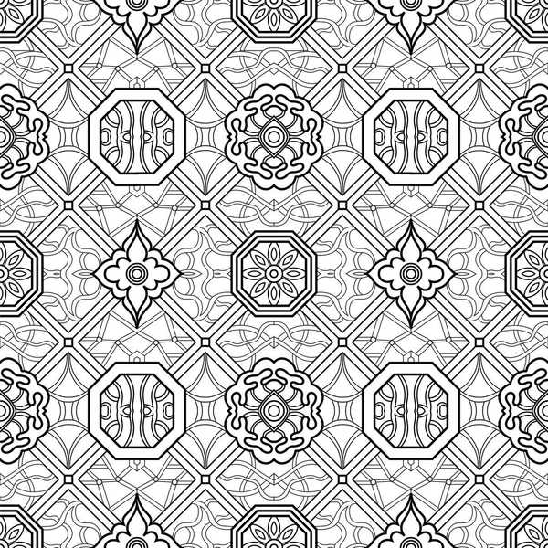 Nahtloses schwarz-weißes geometrisches Muster. — Stockvektor