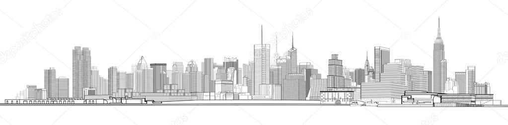 Black and white graphic city.