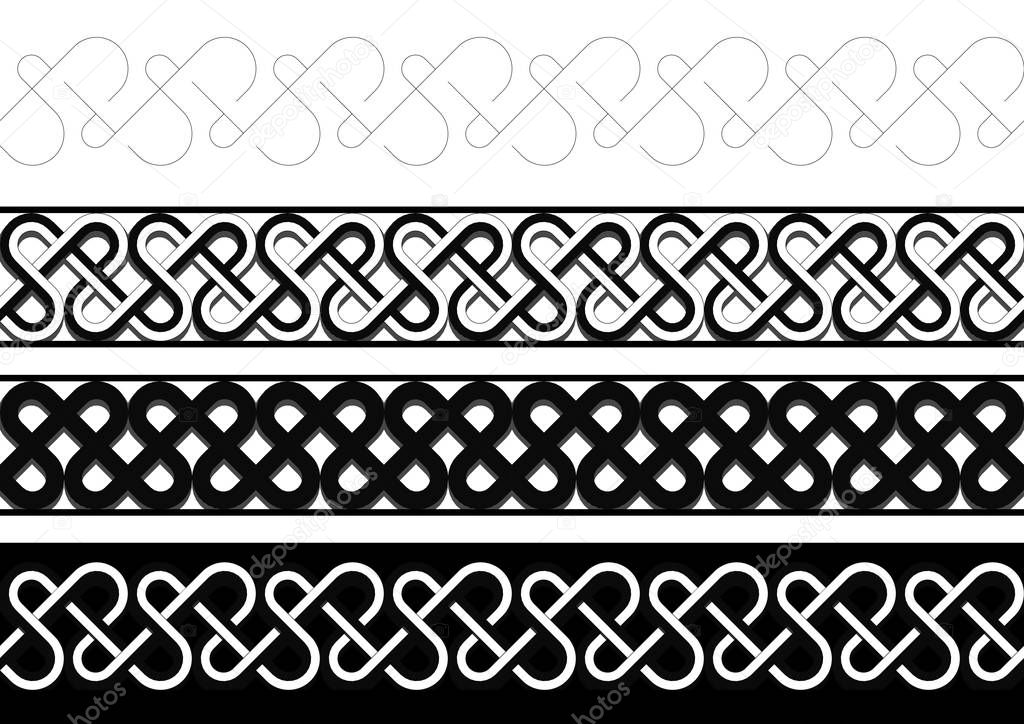 Vector set Geometric ornament with curved stripes.