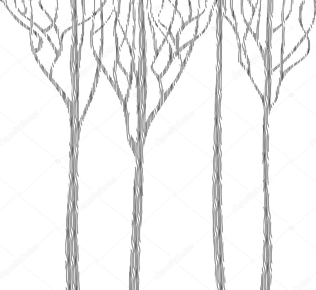Background stylized trees. Vector illustration.