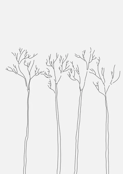 Vector. Conjunto de árvores desenhadas fundo . — Vetor de Stock