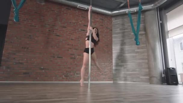 Genç kız eğitim Pole Dance 4k — Stok video