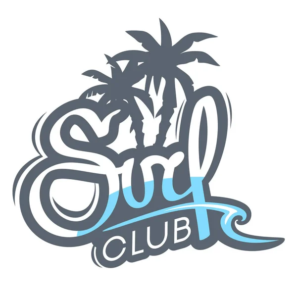Avuç içi ağaçlar gri Surf Club logolu.