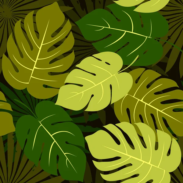 Tropical green leaves. — Stock Vector
