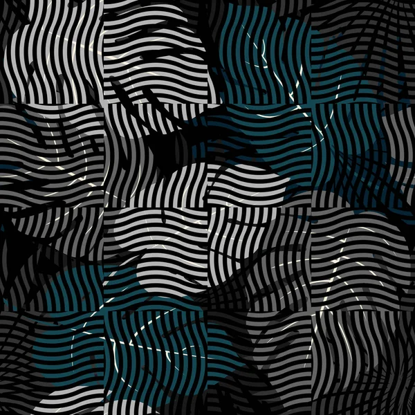 Dalgalı tropikal gri ve mavi yaprakları.