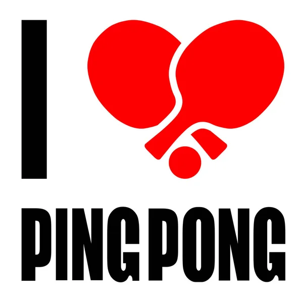 Kalp şeklinde geçti iki kürekler ile Ping Pong logosu seviyorum