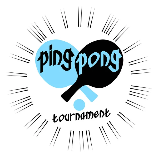 Siyah ve mavi kürekler logolu Ping Pong turnuva
