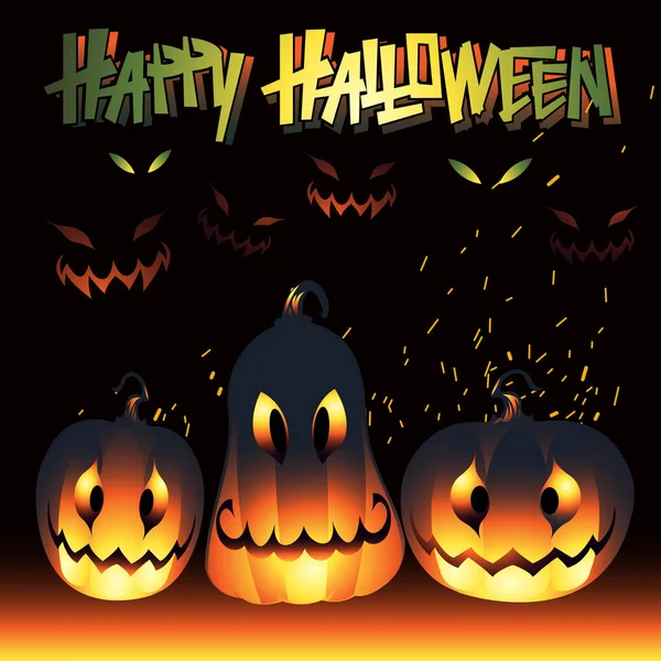 Halloween Pumpkins ile ayarla hayaletler, şenlik ateşi ve kıvılcım