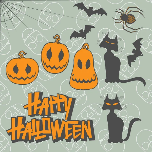 Cadılar Bayramı karikatür tarzı için karakter kümesi. Vektör çizim